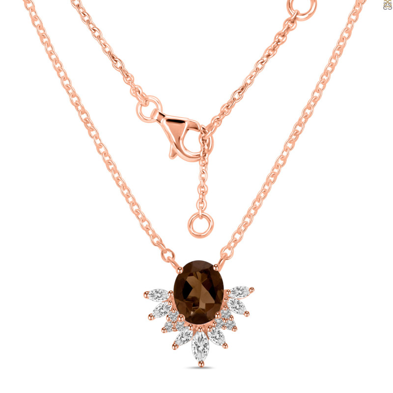 Smoky & White Topaz Necklace SMY-RN-72.