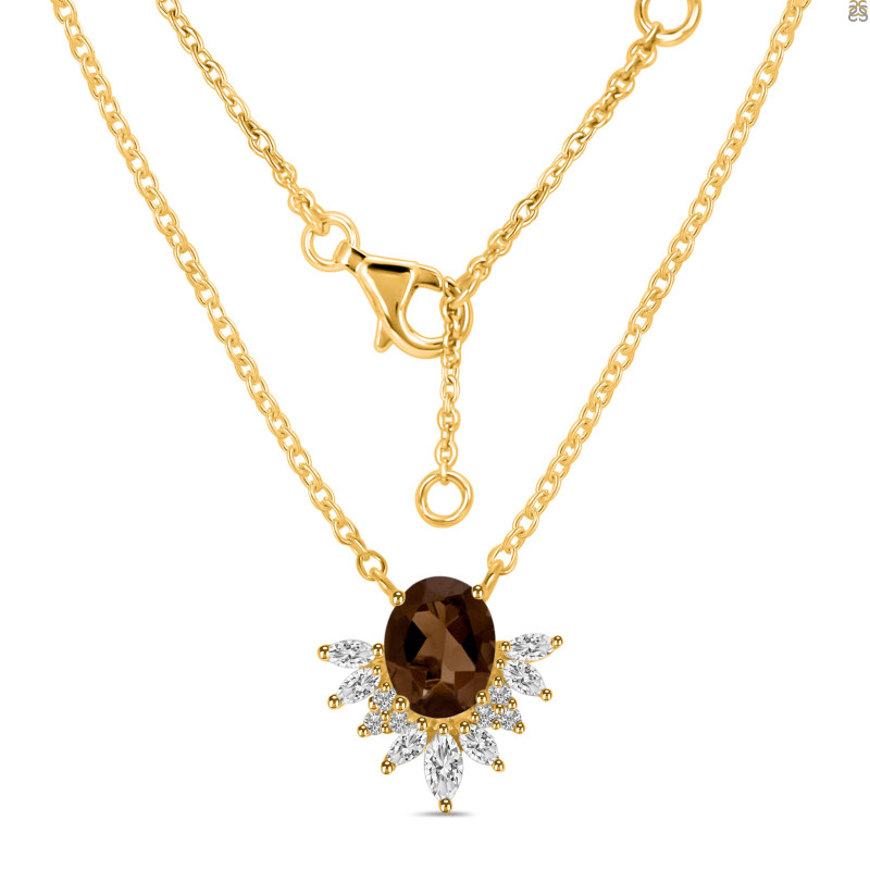 Smoky & White Topaz Necklace SMY-RN-72.