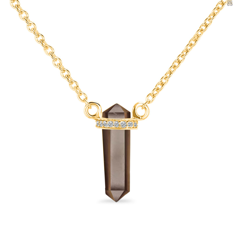 Smoky & White Topaz Pencil Necklace SMY-RN-84.