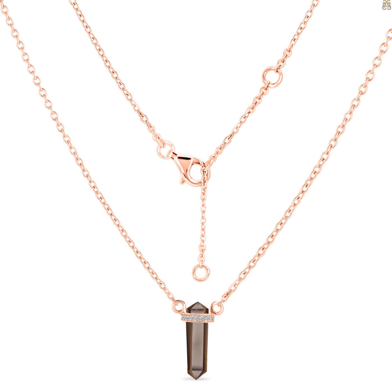 Smoky & White Topaz Pencil Necklace SMY-RN-84.