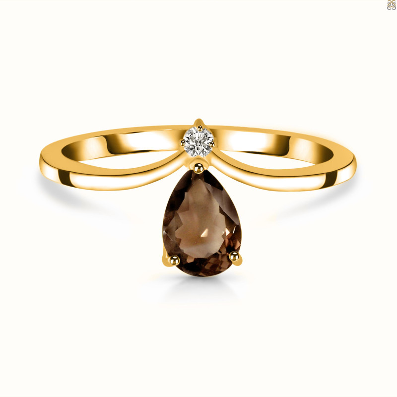 Smoky & White Topaz Ring SMY-RR-374.