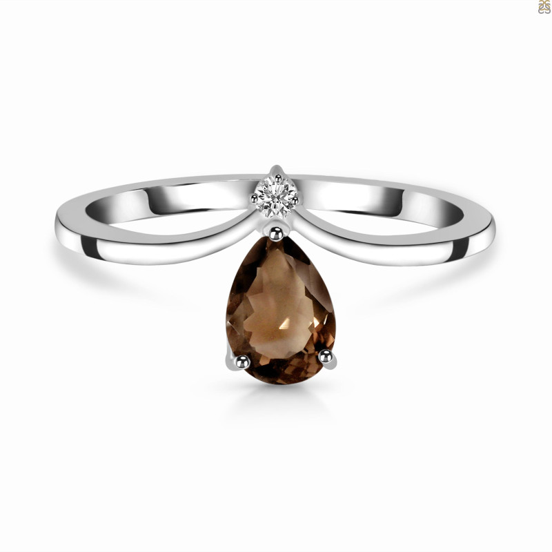 Smoky & White Topaz Ring SMY-RR-374.