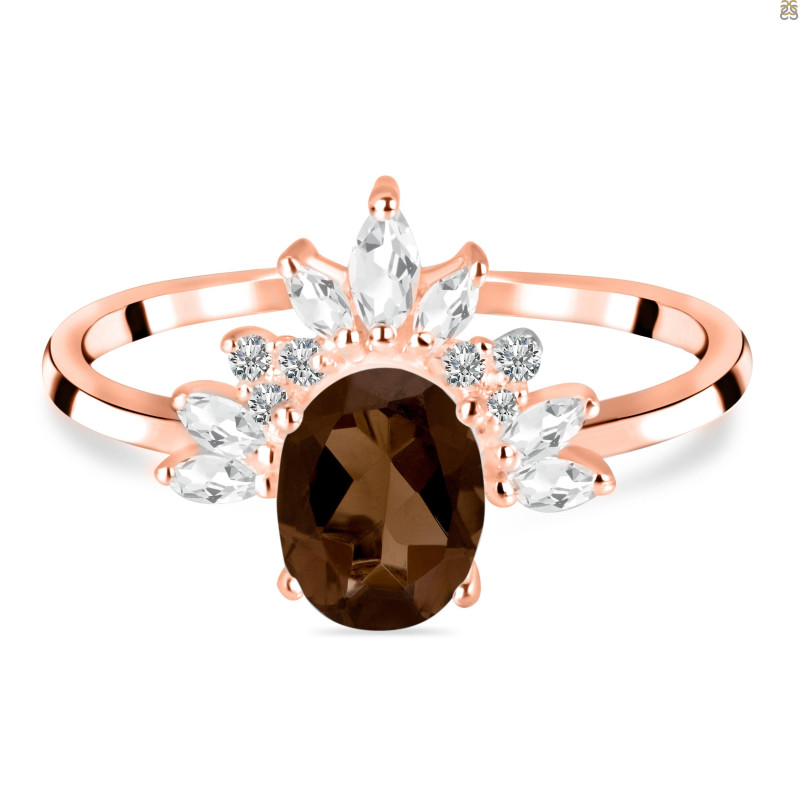 Smoky & White Topaz Ring SMY-RR-405.