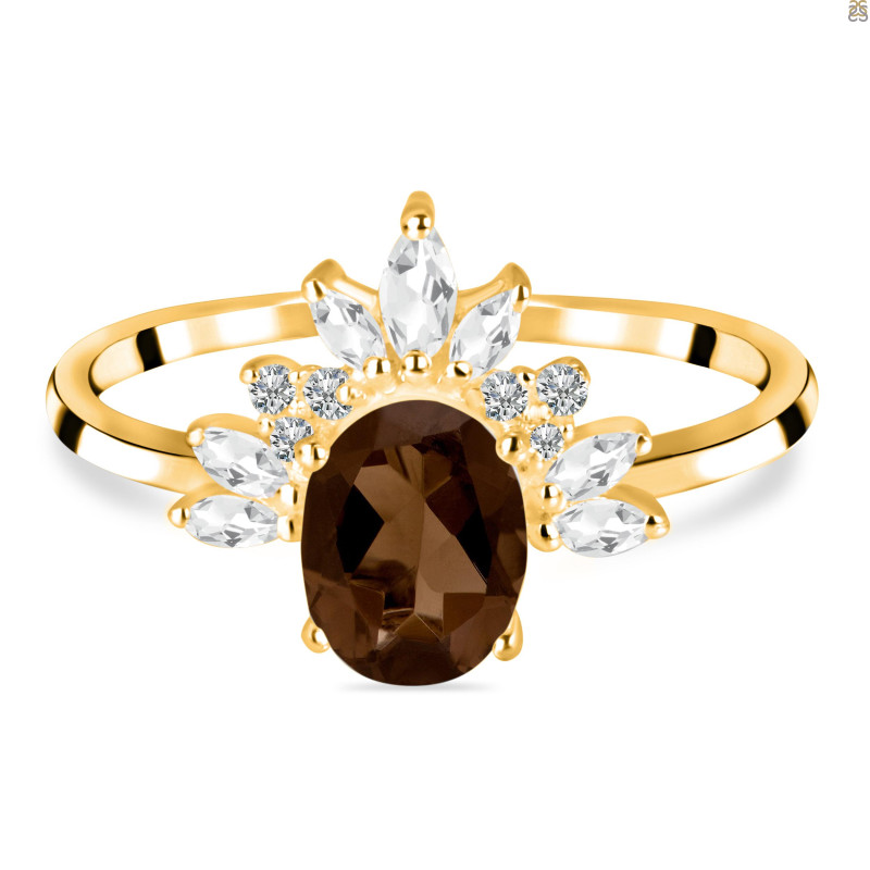 Smoky & White Topaz Ring SMY-RR-405.