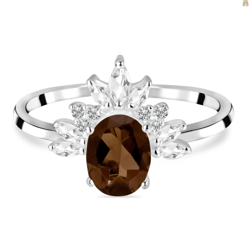Smoky & White Topaz Ring SMY-RR-405.