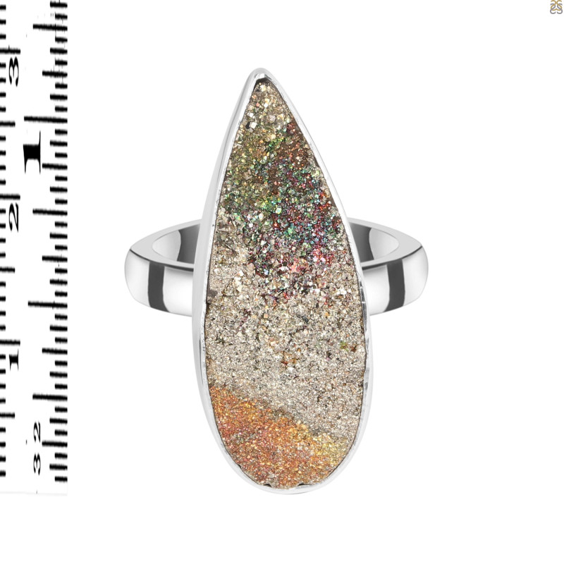 Spectropyrite Druzy Adjustable Ring-ADJ-R SPD-2-110