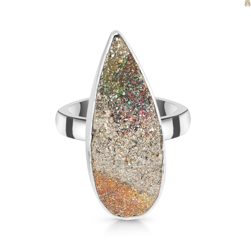 Spectropyrite Druzy Adjustable Ring-ADJ-R SPD-2-110