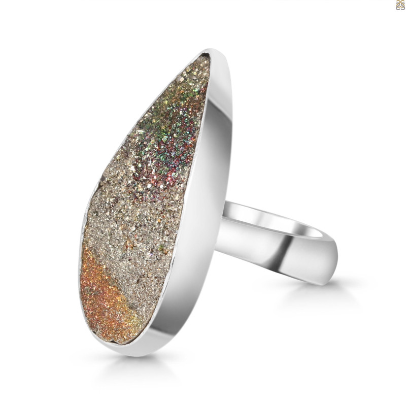 Spectropyrite Druzy Adjustable Ring-ADJ-R SPD-2-110