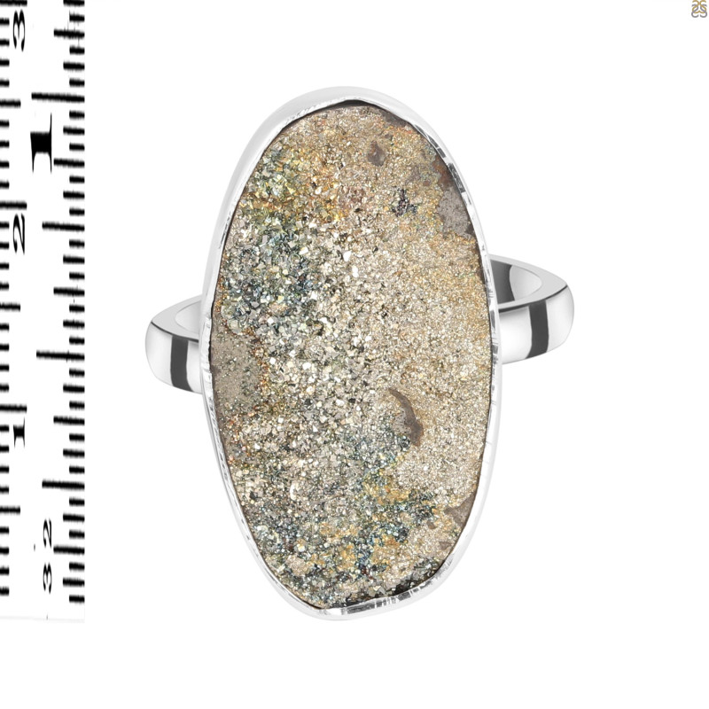 Spectropyrite Druzy Adjustable Ring-ADJ-R SPD-2-161