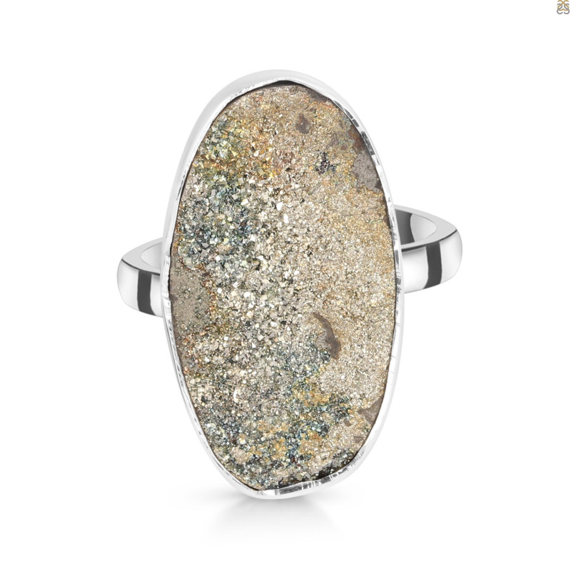 Spectropyrite Druzy Adjustable Ring-ADJ-R SPD-2-161