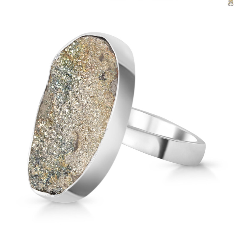 Spectropyrite Druzy Adjustable Ring-ADJ-R SPD-2-161