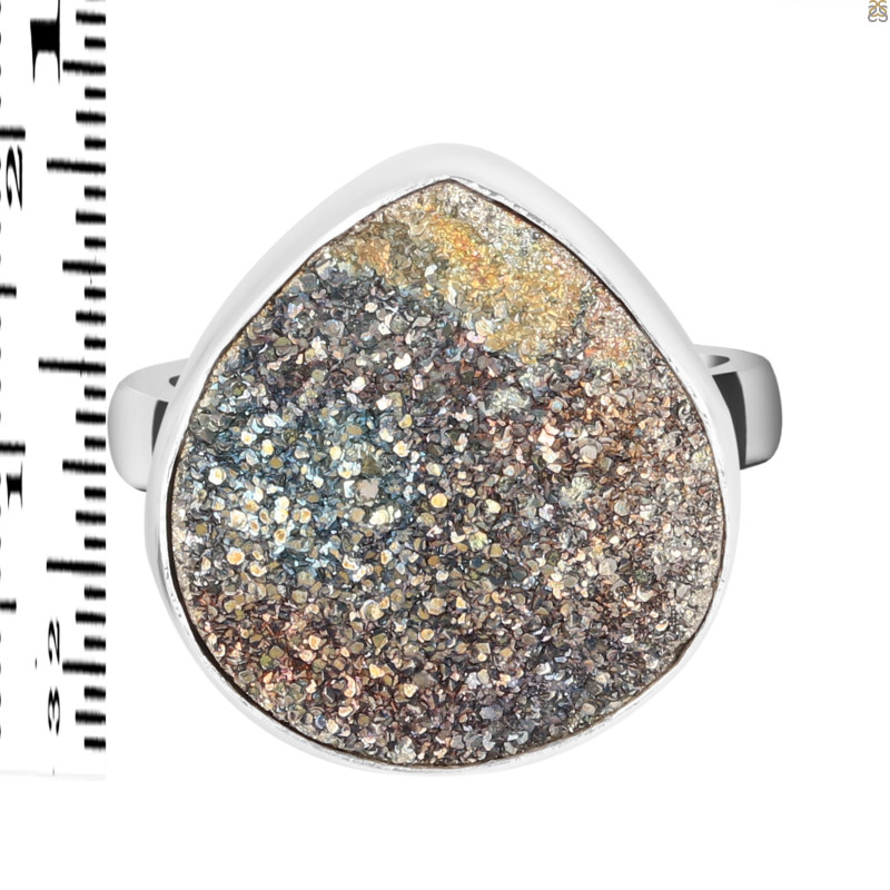 Spectropyrite Druzy Adjustable Ring-ADJ-R SPD-2-164