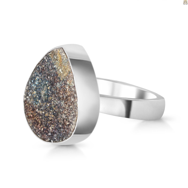 Spectropyrite Druzy Adjustable Ring-ADJ-R SPD-2-164