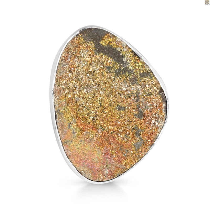 Spectropyrite Druzy Adjustable Ring-ADJ-R SPD-2-165