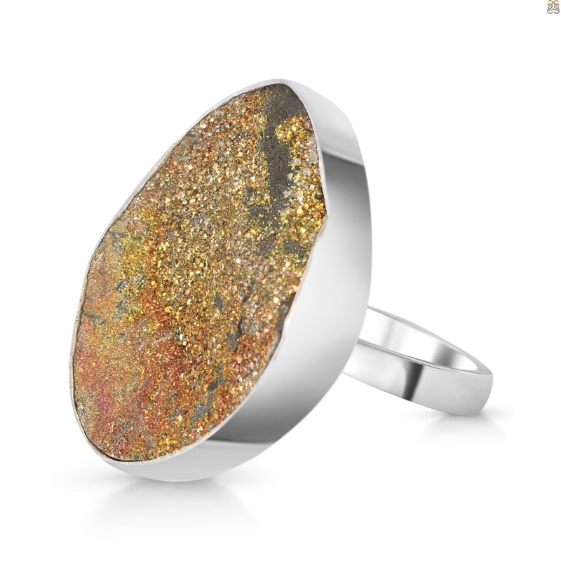 Spectropyrite Druzy Adjustable Ring-ADJ-R SPD-2-165