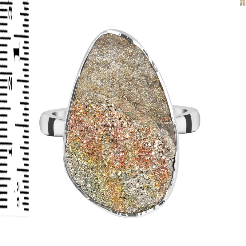 Spectropyrite Druzy Adjustable Ring-ADJ-R SPD-2-171