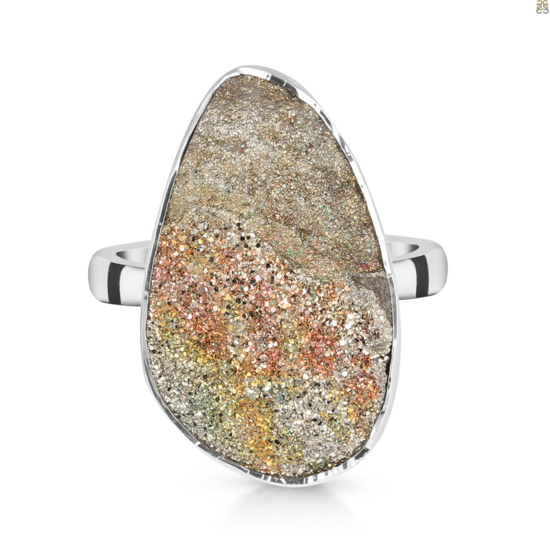 Spectropyrite Druzy Adjustable Ring-ADJ-R SPD-2-171