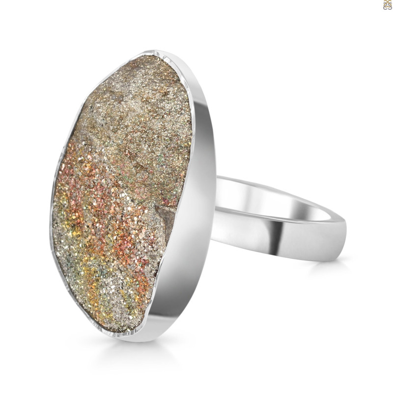 Spectropyrite Druzy Adjustable Ring-ADJ-R SPD-2-171