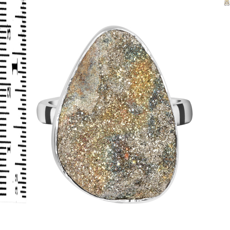 Spectropyrite Druzy Adjustable Ring-ADJ-R SPD-2-173