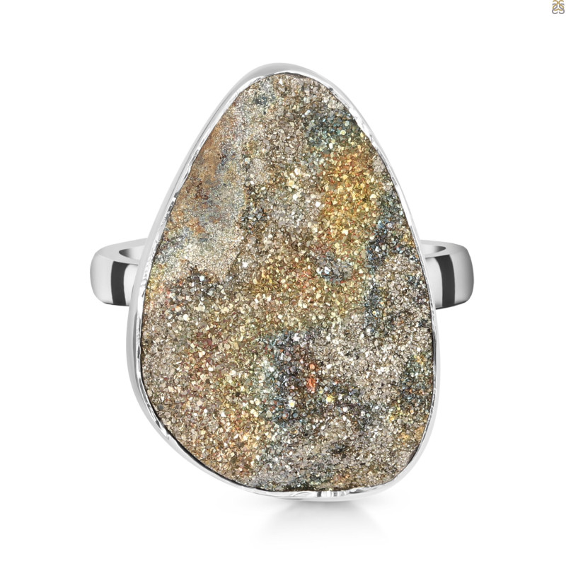 Spectropyrite Druzy Adjustable Ring-ADJ-R SPD-2-173