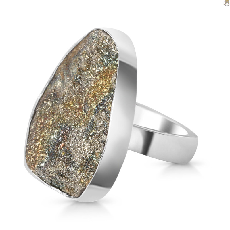 Spectropyrite Druzy Adjustable Ring-ADJ-R SPD-2-173