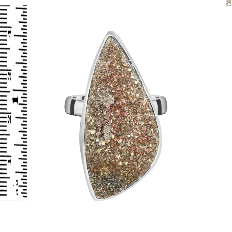 Spectropyrite Druzy Adjustable Ring-ADJ-R SPD-2-176