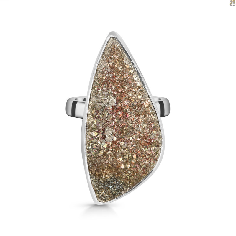 Spectropyrite Druzy Adjustable Ring-ADJ-R SPD-2-176