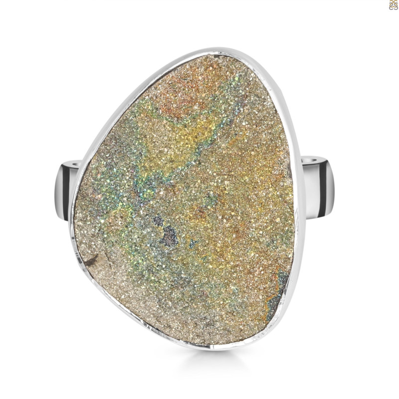 Spectropyrite Druzy Adjustable Ring-ADJ-R SPD-2-184