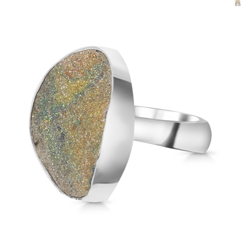Spectropyrite Druzy Adjustable Ring-ADJ-R SPD-2-184