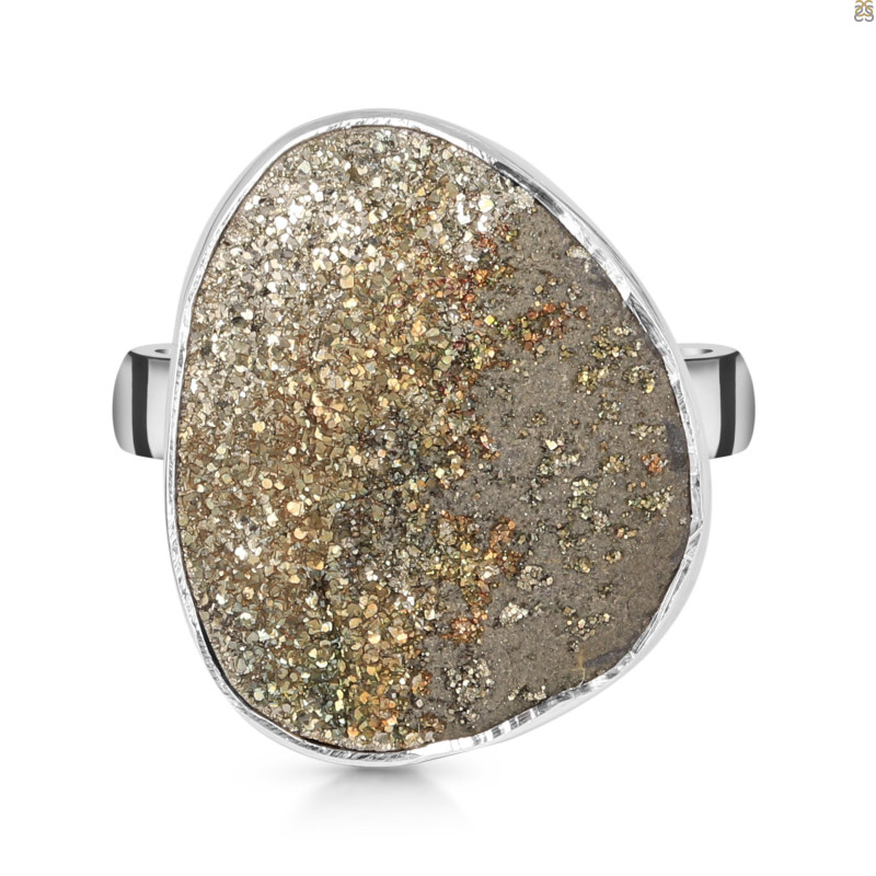 Spectropyrite Druzy Adjustable Ring-ADJ-R SPD-2-185