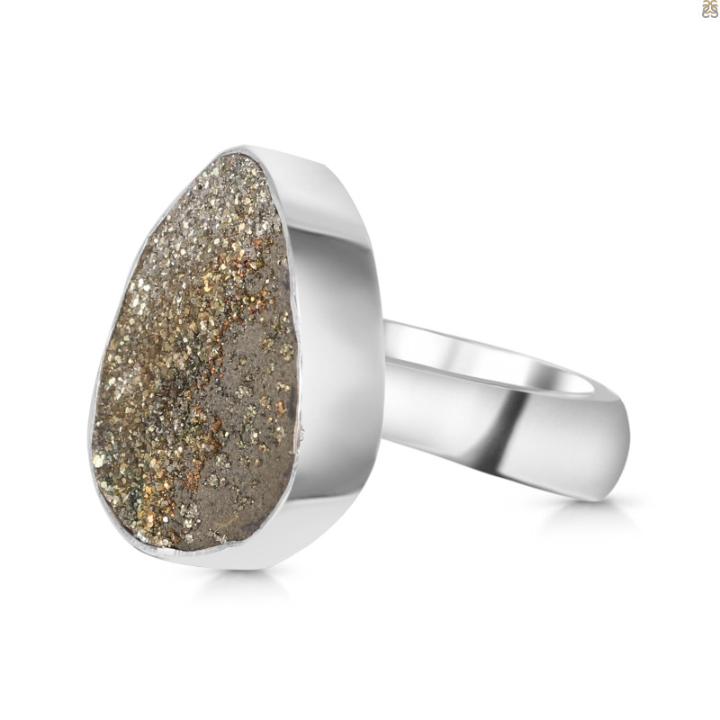 Spectropyrite Druzy Adjustable Ring-ADJ-R SPD-2-185