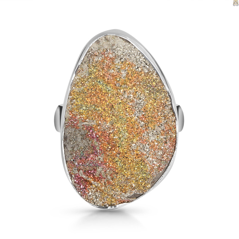 Spectropyrite Druzy Adjustable Ring-ADJ-R SPD-2-189