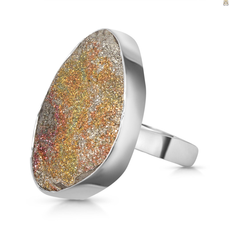 Spectropyrite Druzy Adjustable Ring-ADJ-R SPD-2-189