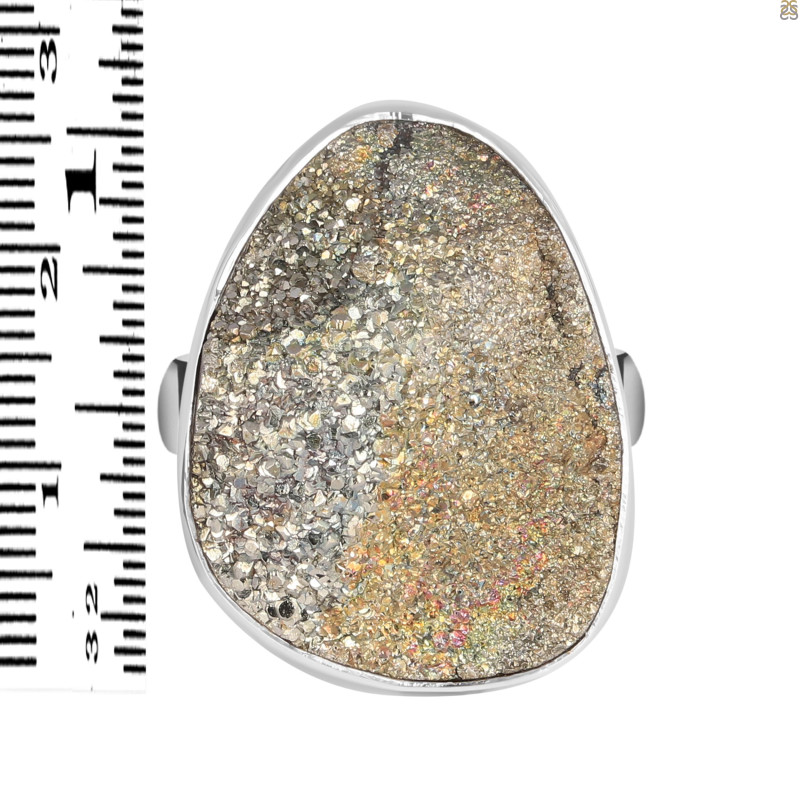Spectropyrite Druzy Adjustable Ring-ADJ-R SPD-2-193