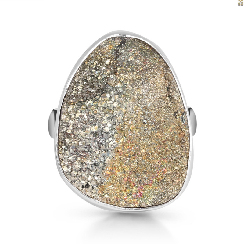 Spectropyrite Druzy Adjustable Ring-ADJ-R SPD-2-193