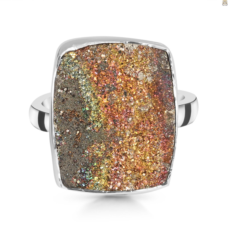 Spectropyrite Druzy Adjustable Ring-ADJ-R SPD-2-194