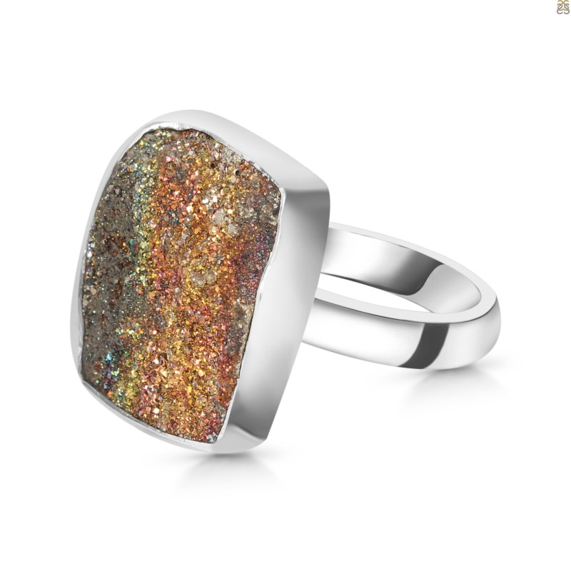 Spectropyrite Druzy Adjustable Ring-ADJ-R SPD-2-194