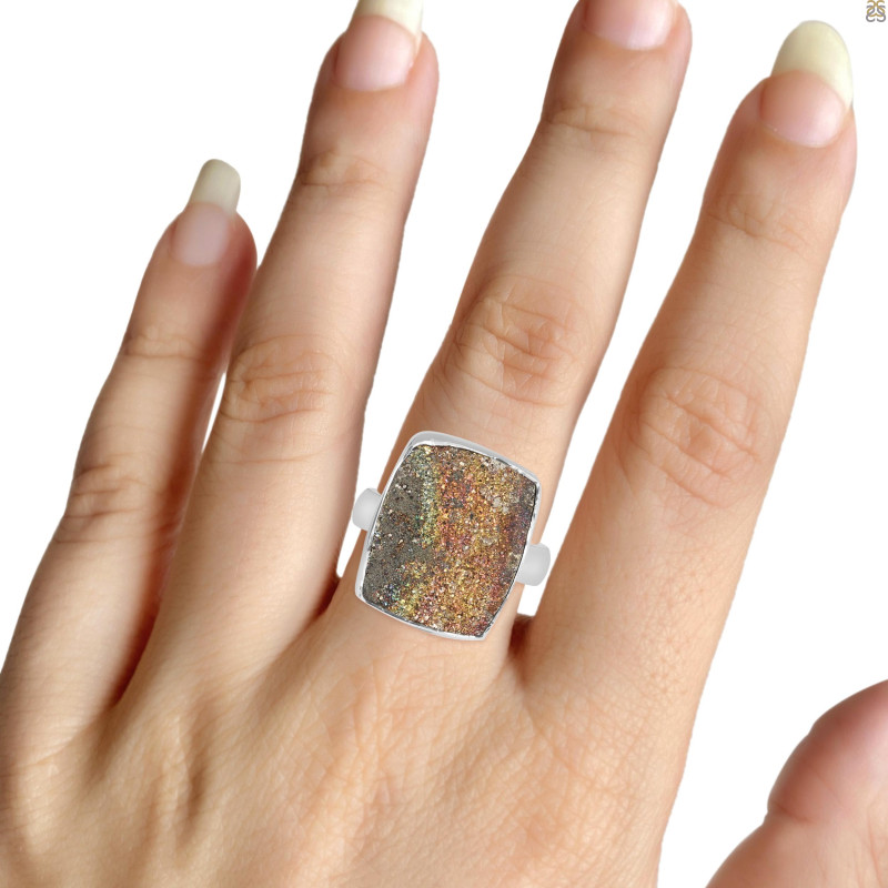 Spectropyrite Druzy Adjustable Ring-ADJ-R SPD-2-194