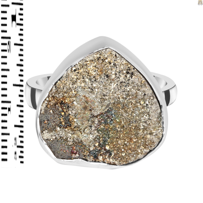 Spectropyrite Druzy Adjustable Ring-ADJ-R SPD-2-195
