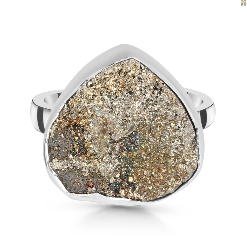 Spectropyrite Druzy Adjustable Ring-ADJ-R SPD-2-195