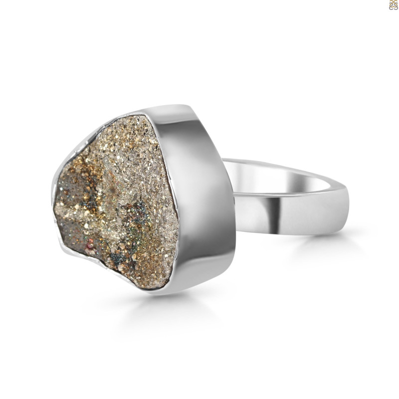 Spectropyrite Druzy Adjustable Ring-ADJ-R SPD-2-195
