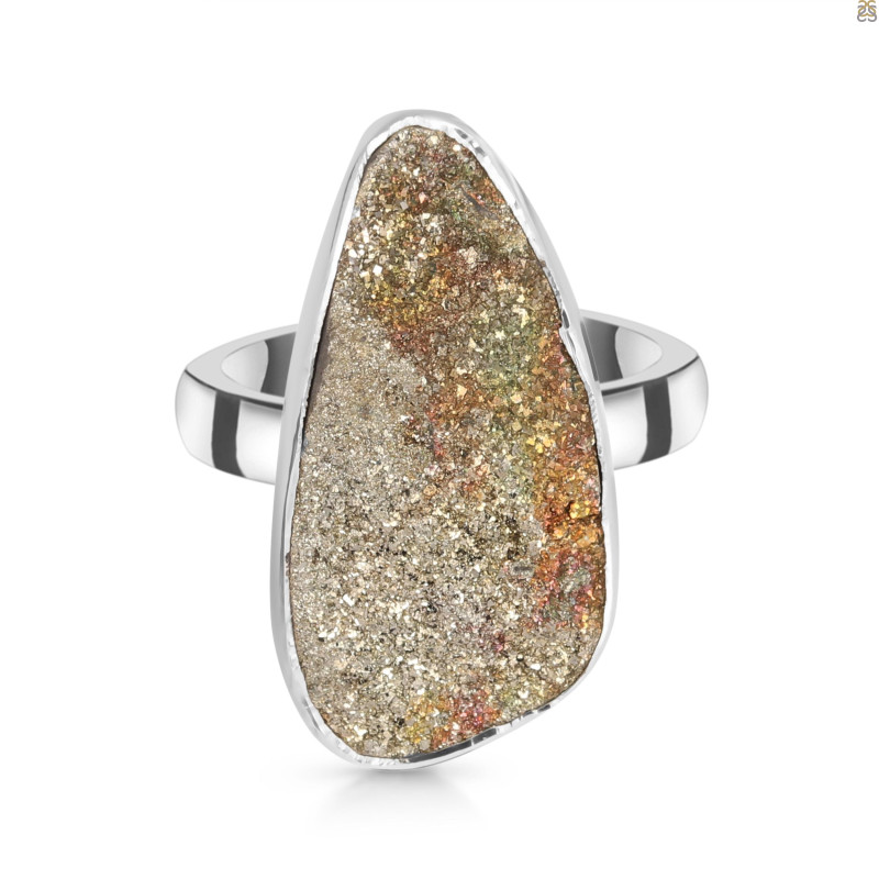 Spectropyrite Druzy Adjustable Ring-ADJ-R SPD-2-195