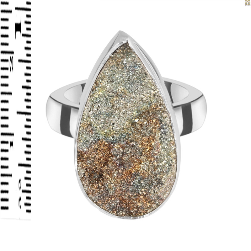 Spectropyrite Druzy Adjustable Ring-ADJ-R SPD-2-196