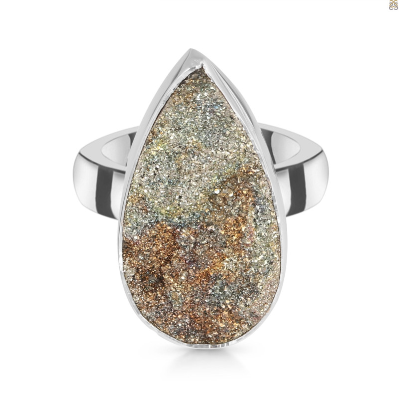 Spectropyrite Druzy Adjustable Ring-ADJ-R SPD-2-196