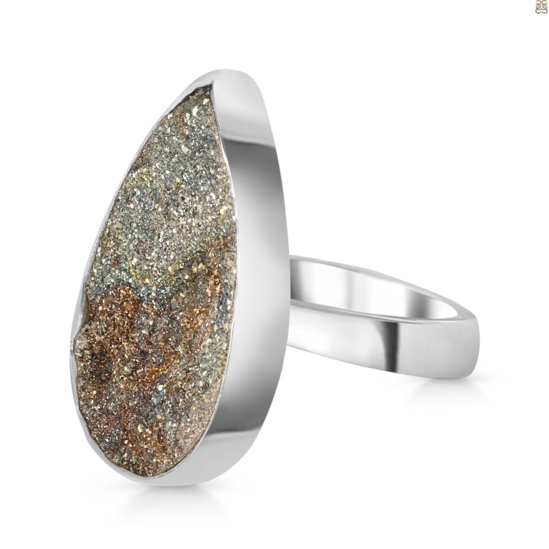 Spectropyrite Druzy Adjustable Ring-ADJ-R SPD-2-196