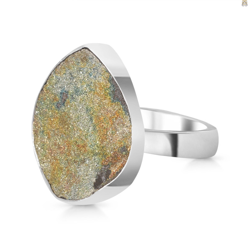 Spectropyrite Druzy Adjustable Ring-ADJ-R SPD-2-199