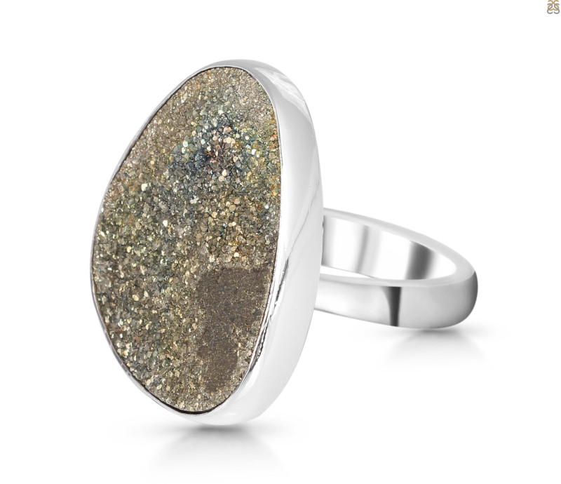 Spectropyrite Druzy Adjustable Ring-ADJ-R SPD-2-203