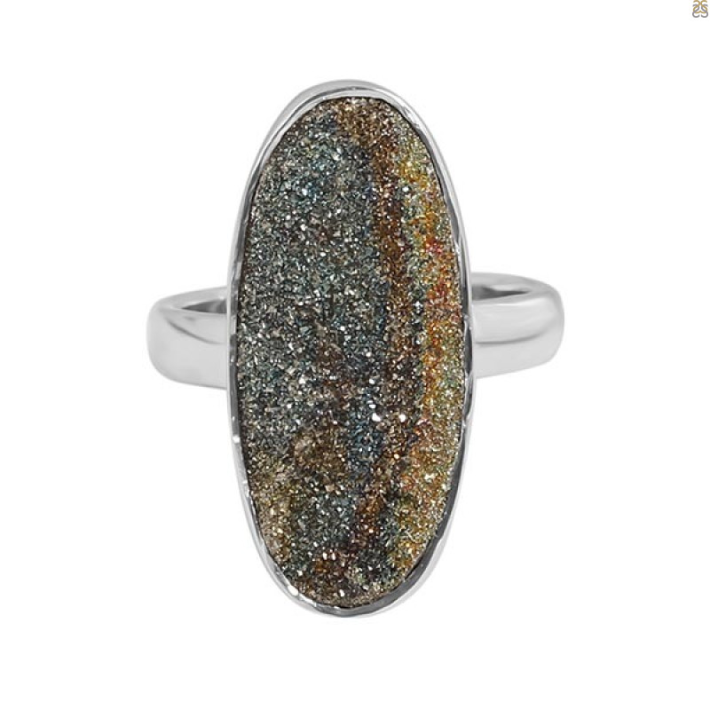 Spectropyrite Druzy Ring-R-Size-8 SPD-2-21