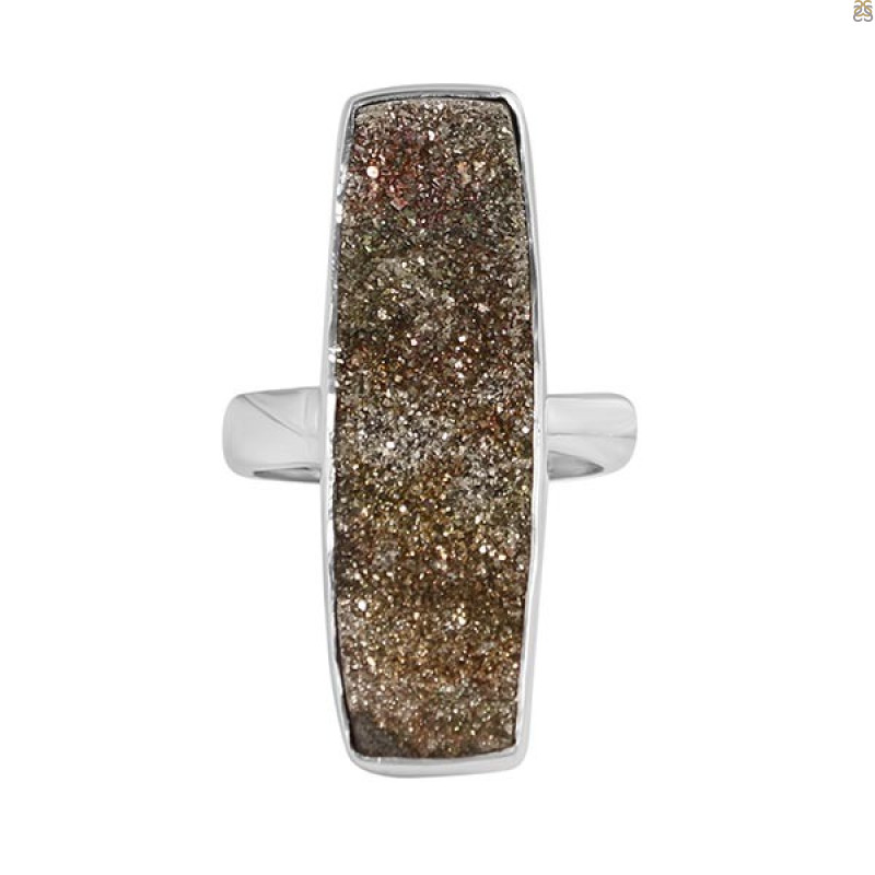 Spectropyrite Druzy Adjustable Ring-ADJ-R SPD-2-31