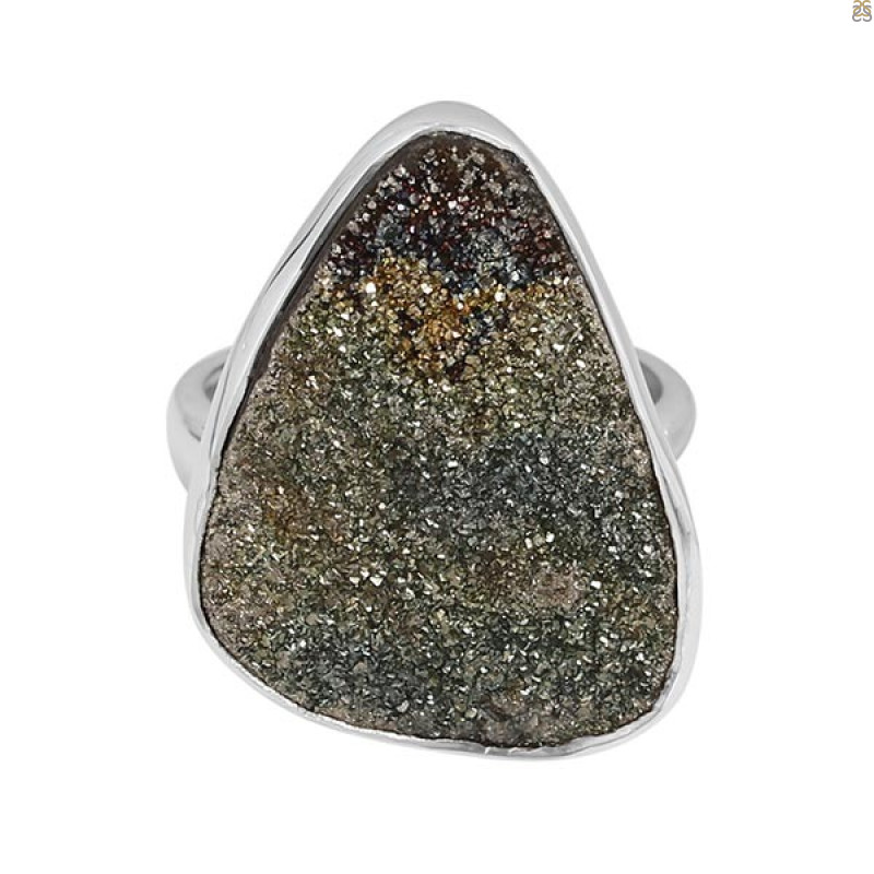 Spectropyrite Druzy Ring-R-Size-8 SPD-2-37